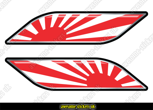 Japan Rising Sun Wheel Center Caps 3D Resin Stickers Set Of 4 1.75 Inch