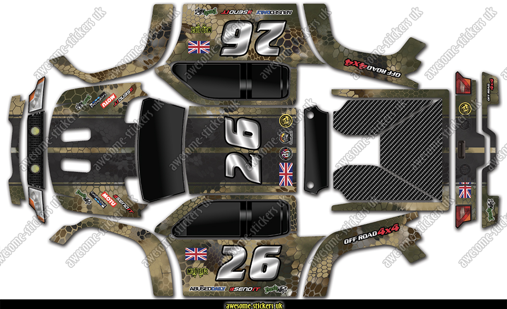 Traxxas XMAXX stickers Pro line Brute 009 SNAKESKIN