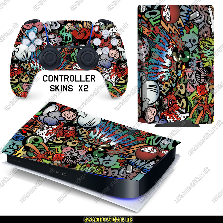 PS5 Console & controllers vinyl skin sticker 603 - GRAFFITI