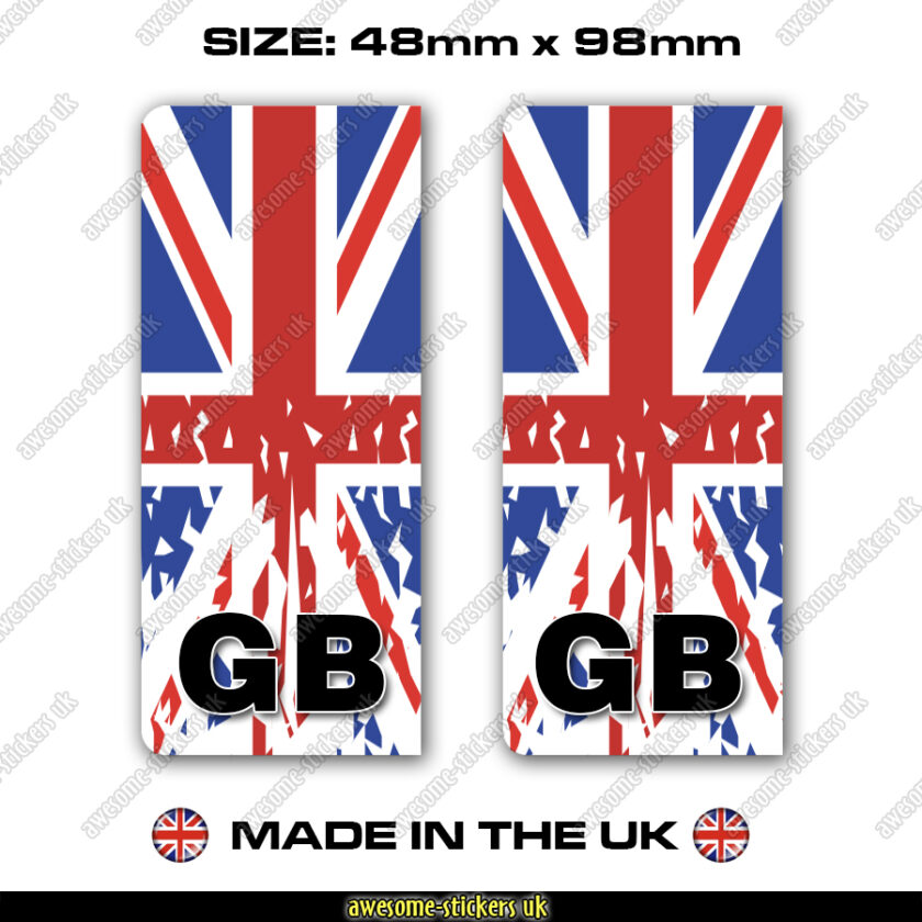 Number plate stickers 014 GB Great Britain flag