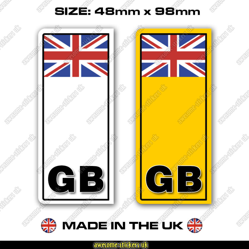 Number plate stickers 021 GB Great Britain flag
