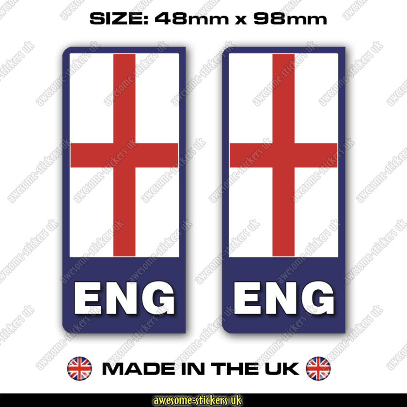 Number plate stickers 066 ENGLAND ST flag