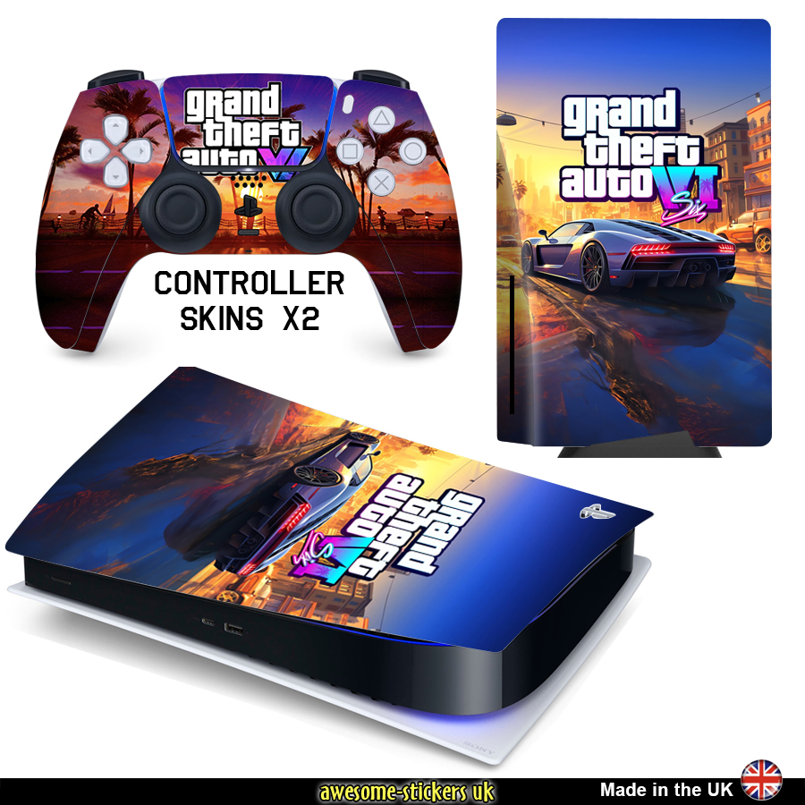 PS5 Console & controllers vinyl skin sticker 316 - GTA VI